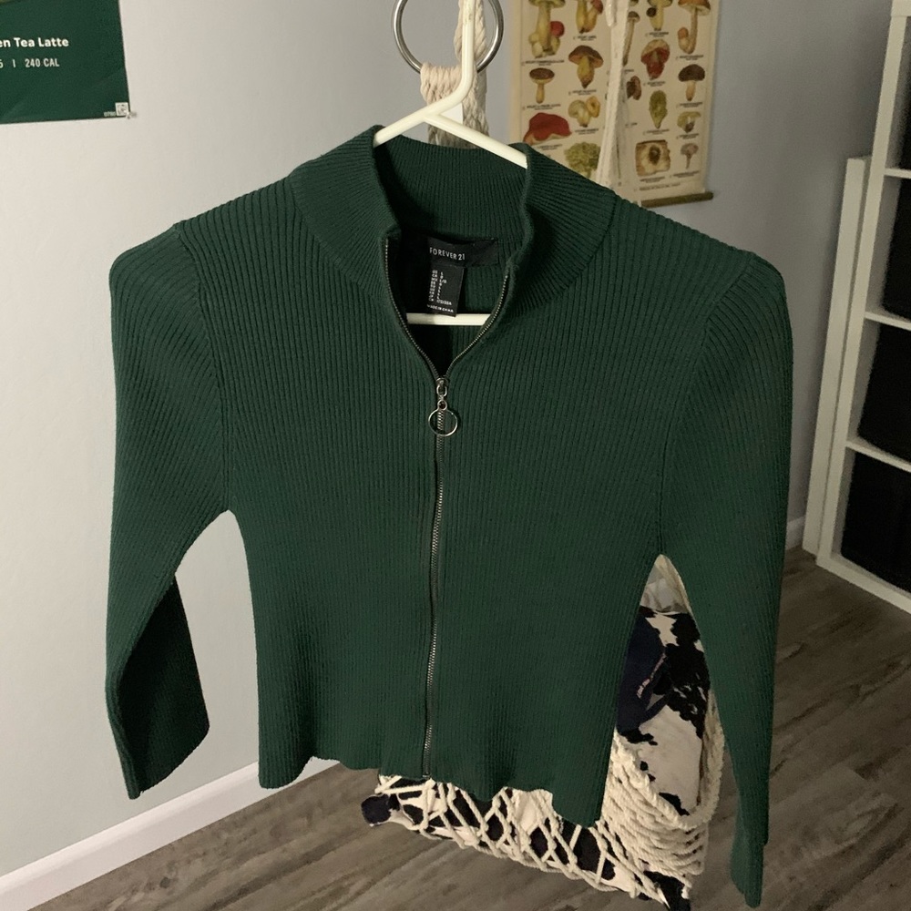 Fun Forest Green Zip Up Top